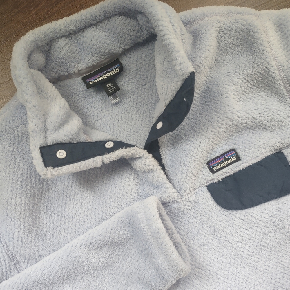 PATAGONIA Kids Re-Tool Snap-T Polartec Fleece Pullover Sz XXL 16-18 Blue/Purple